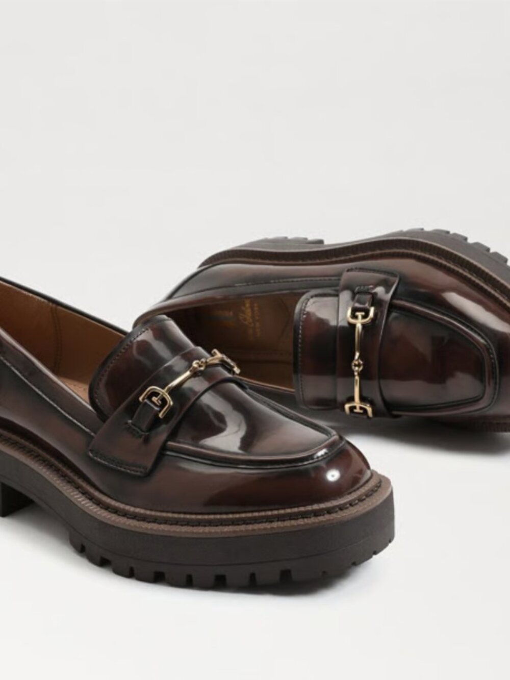 Sam Edelman Leather Laurs Lug Sole Loafer Chestnut Brown Size 7 - Picture 3 of 6